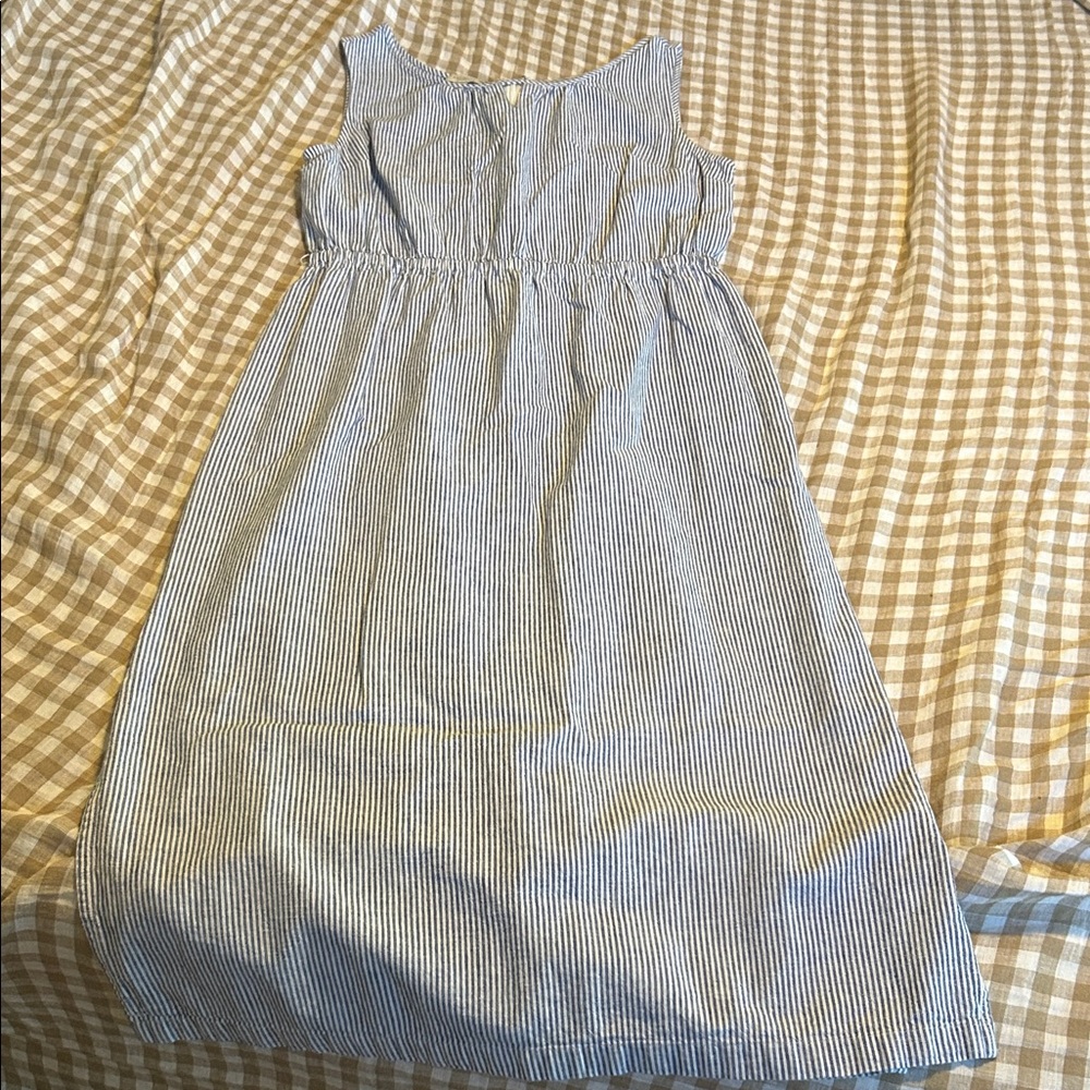 Talbots Blue and White Striped Sleeveless Cotton Dress